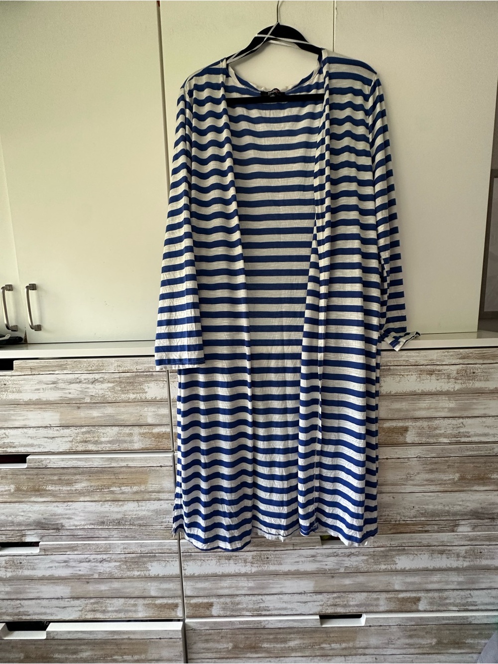 💙 Impulsive 3X Blue White Striped Duster Cardigan Plus Size Open Front
